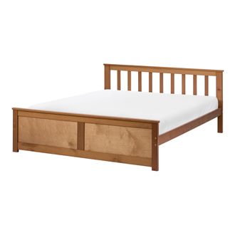 Beliani Cama Con Somier De Madera De Pino Mdf Minimalista 140 X 200 Cm Marr&oacute;n Olendon