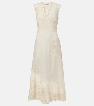Ulla Johnson Olivette lace-trimmed linen maxi dress