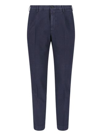 Incotex Blue Cotton Straight-Leg Pants