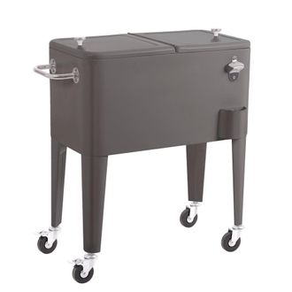 LOLAhome Nevera porta hielo para barbacoa de acero gris de 56 litros