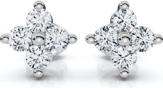 Pompeii3 1/2Ct Jackie Diamond Studs 14k Gold Earrings Lab Grown 1/3 Tall