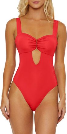 Isabella Rose Taylor Belmore Pleated One-Piece Swimsuit in Crimson at Nordstrom, Size Medium