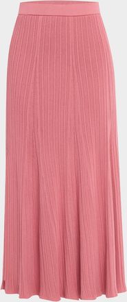 Misook Flared Ribbed Soft Knit Midi Skirt