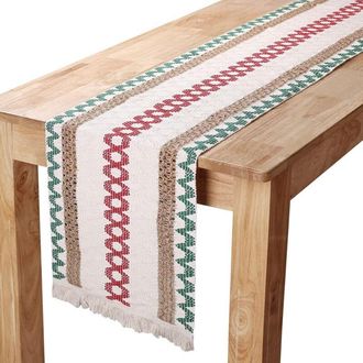 OEM Chemin De Table - Lin Coton Macram&eacute; Jute Avec Glands - Pour Salle &Agrave; Manger Mariage No&euml;l - 30 X 275 Cm