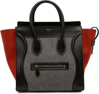 Celine Pre-owned Womens Mini Tricolor Felt Wool And Calfskin Luggage Tote - Grey Textile - One Size