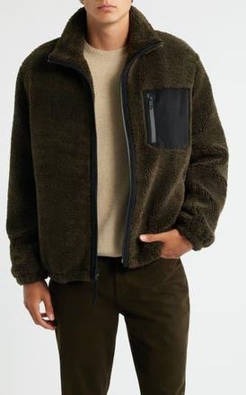 Vince Fleece Zip Jacket in Dark Leaf at Nordstrom Rack, Size X-Large