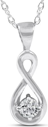 Pompeii3 1/10Ct Diamond Solitaire Knot Pendant 10k White Gold Womens Necklace
