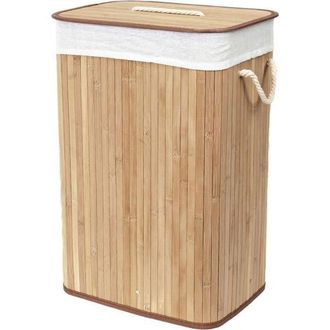 OEM Panier &Agrave; Linge Familial En Bambou Avec Couvercle - Monmecd - Rectangulaire Pliable - 72l - Marron