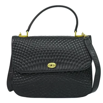 Bally Vintage Quilted Leather Black Leather Handbag (Pre-Owned)