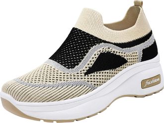 Generic Womens Arch Support Running Trainers Women Wide Fit Lightweight Sneakers Fashion Spring Summer Sports Shoes Thick Sole Middle Heel Mesh Breathable Col