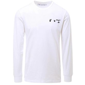 Off-white Mens OW Logo Long Sleeve White T-Shirt Cotton - Size 2XL