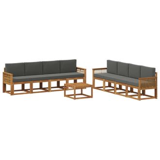 vidaXL Conjunto De Sof&aacute;s De Exterior 9 Pcs Natural Y Antracita Vidaxl