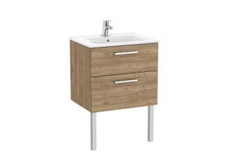 Roca Conjunto Victoria Base+lavabo 600 Nogal 2 Cajones