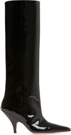 Bally Kika 85mm knee-high boots - women - Leather/Patent Calf Leather/Leather - 39 - Black