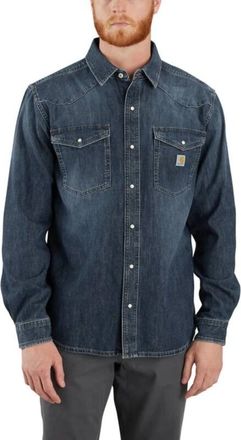 Carhartt Work in Progress Montana Western Shirt Mens Blue Denim Button-Up Relaxed Fit JAX1741