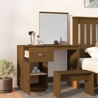 Berkfield Home Beautiful Dressing Table Honey Brown 95x50x134 cm Solid Wood Pine | Size: 95 x 50 x 134 cm