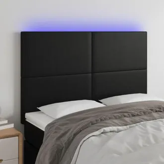 vidaXL Testiera a led Nera 144x5x118/128 cm in Similpelle - Vidaxl