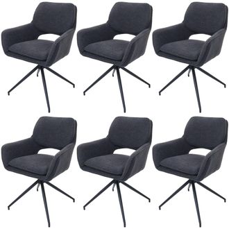 Hhg Juego De 6 Sillas De Comedor Hhg-638, Silla De Cocina, Giratoria Con Retorno Autom&aacute;tico, Tejido Boucl&eacute; (540 G/m&sup2;) Oeko-tex, Gris Oscuro