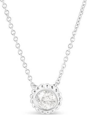 House of Brilliance 10K White Gold 1/2 Cttw Bezel Set Diamond Sunflower Finish 18 Pendant Necklace at Nordstrom