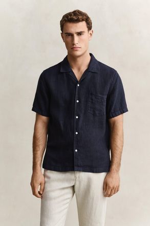 GANT Men Short Sleeve Linen Shirt (XXXL) EVENING BLUE