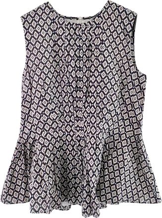Max Mara Max Mara Pleated Geometric Print Sleeveless Top Size S