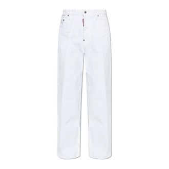 Dsquared2 Straight Jeans, male, White, Size: 3XL Garment Dyed Baggy Jeans