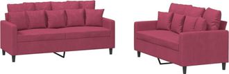 vidaXL Vidaxl - Juego De Sof&aacute;s Con Cojines 2 Piezas Terciopelo Rojo Tinto