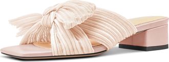 Castamere Womens Bow-knot Low Chunky Block Heel Slip-on Mules Shoes Sandals Wedding Dress Party Shoes 3.5 CM Heels Pale Pink 3.5 UK