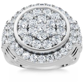 Pompeii3 3Ct Diamond Ring Mens Round Flashy Polished Wedding Band in White or Yellow Gold