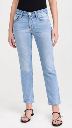 Re/Done Mid Rise Stove Pipe Denim Jeans In Hacienda