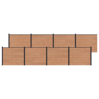 vidaXL Panel De Valla 8 Pcs Wpc Y Aluminio Marr&oacute;n Vidaxl