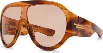 Bottega Veneta Wrap-around Mask Sunglasses - Brown Havana - One Size