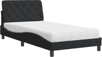 vidaXL Cama Con Colch&oacute;n Terciopelo Negro 100x200 Cm Vidaxl