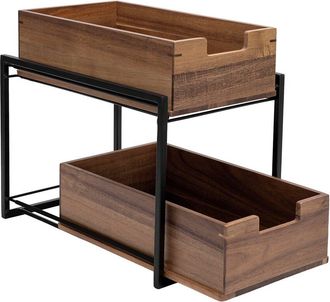 Seville Classics Acacia 2-Tier Sliding Baskets