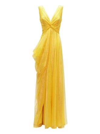 Gemy Maalouf V-neckline draped maxi dress - Giallo