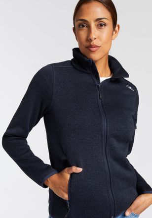 F.lli Campagnolo Strickfleecejacke CMP KNITTED MELANGE FLEECE WOMAN JACKET, Damen, Gr. 34, blau (b. blau), Strick, Obermaterial: 100% Polyester, normal, eingefasste Ka