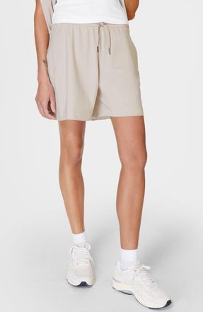 Sweaty Betty Explorer Tie Waist Shorts in Mineral Beige at Nordstrom, Size Medium