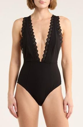Ulla Johnson Ophelia One-Piece Swimsuit in Noir at Nordstrom Rack, Size Medium