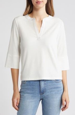 Wit & Wisdom Split Neck Top in Off White at Nordstrom Rack, Size X-Small