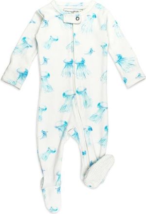LOvedbaby Organic Cotton Zip Footie in Jellyfish at Nordstrom, Size 3-6M