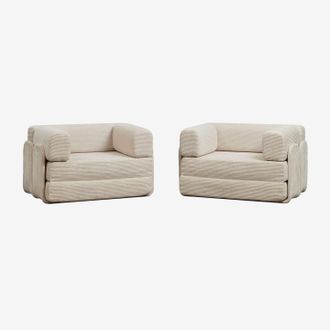 Sklum Pack De 2 Sillones Cama En Pana Envasados Al Vac&iacute;o Kyoto Sklum