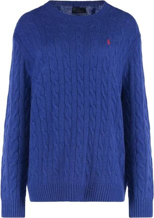 Polo Ralph Lauren Kabelgebreide trui van wol-cashmere - Dames - Ronde hals truien - Blauw - XS - Wol - Truien & Vesten