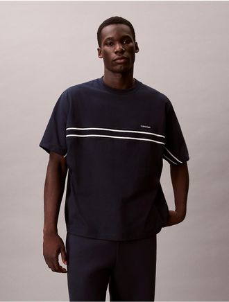 Calvin Klein Mens Stripe Relaxed T-Shirt - Blue - 2XL