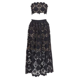 Oscar De La Renta Oscar De La Renta Gardenia Guipure dress set