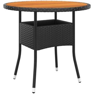 vidaXL Vidaxl - Tavolo Giardino &Oslash;80x75 cm Massello Acacia e Polyrattan Nero
