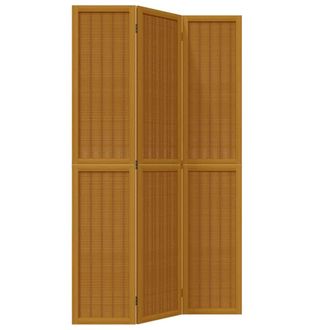 vidaXL Biombo Separador De 3 Paneles Madera Maciza Paulownia Marr&oacute;n Vidaxl