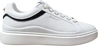 Twinset Sneakers met contrastkleur inzetstuk - Dames - Sneakers - Wit - 41 EU - Leer - Schoenen