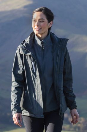 Mountain Warehouse Bracken Womens Extreme 3 in 1 Waterproof Jacket Warm Inner Fleece Winter Coat Khaki Polyamide - Size 18 UK