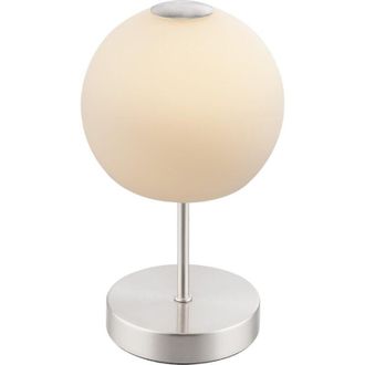 Globo Lighting Trude Lámpara de mesa Globe con pantalla de cristal opalino mate y níquel, LED 3000K
