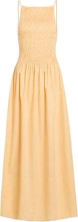 Faithfull The Brand Laia Shirred Cotton Maxi Dress - Yellow - S (UK8-10 / S)